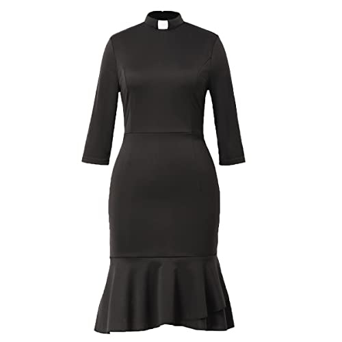 BPURB Clergy Dresses for Women Elegance Pencil Fishtail Dresses with Tab Collar2