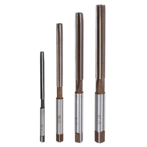 Uxcell A24052200UX0236 4Pcs Hand Reamers Set 1/8 Inch 3/16 Inch 1/4 Inch 5/16 Inch H8 Alloy Steel Reamer Bit Straight Flutes Steel Cutting Tool cover