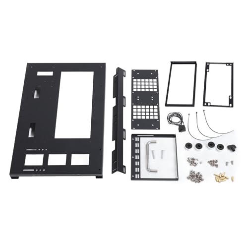 Gabinete abierto para placa madre de computadora DIY, chasis abierto con asa, gabinete Micro ATX C2P de aluminio con panel lateral de vidrio templado miniatura 2