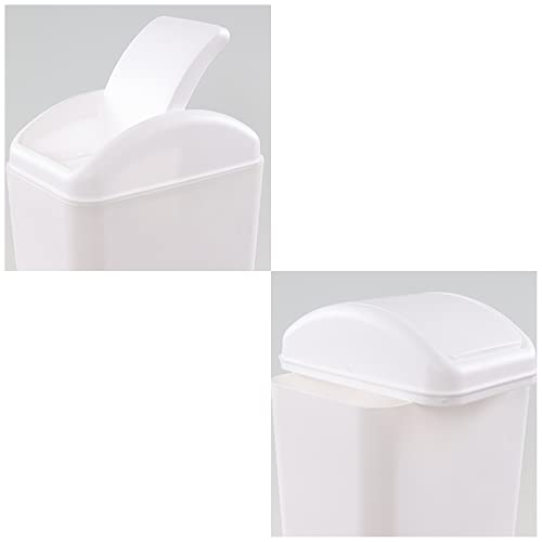 Caneca de basura blanca de plástico con tapa basculante 3.5 gal miniatura 3