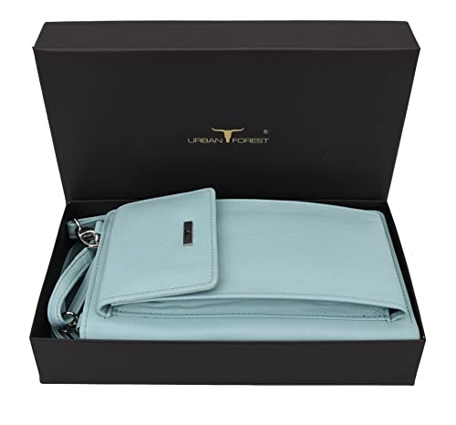 Image of URBAN FOREST Ruby Pastel Blue Leather Wallet for Women