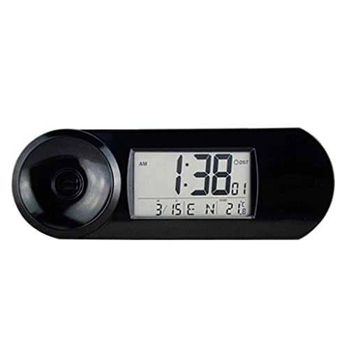 Reloj despertador digital LCD negro con termómetro y calendario multifunción para mesa