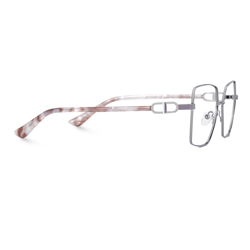 Image of Zeelool Metal Glasses Frame for Women, Oversized Square Eyeglasses Eyewear Frame with Non-prescription Clear Lens & Spring Hinge ZJGM374867-02