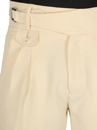 Image of MALENO Tapered Stretchable Poly Lycra Double Pleated Broad Waist Band Gurkha Pants for Men | Korean Fashion Dress Pant for Men