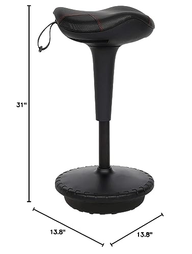 Image of Puluomis Balance Perch Stool Saddle Design Wobble Stool Adjustable Height 26-31 Inch for Active Sitting Office Standing Desk Swivel Stool, Black