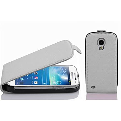 Cadorabo Funda para Samsung Galaxy S4 Mini in Blanco MAGNESIO   Cubierta Proteccíon Estilo Flip de Cuero Sintético Estructuro   Etui Case Cover Carcasa