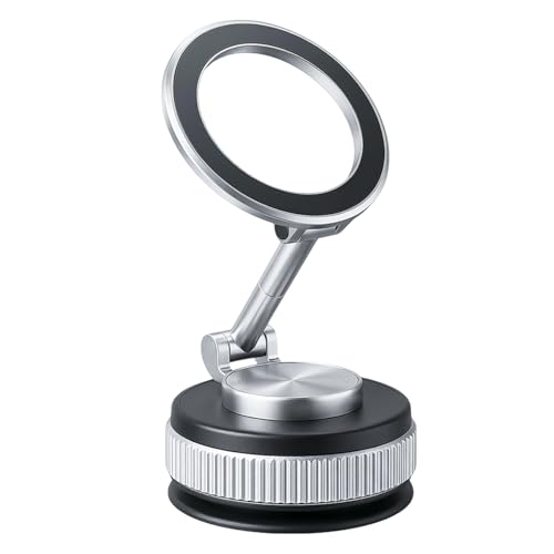 Metal Magnetic Car Phone Holder | Dual Insurance of Vacuum + Adhesive | 360° Rotation Without Dead Angle | Magnetic Ring Included‌(for iPhone & Android) (Metal Gray) - image 1