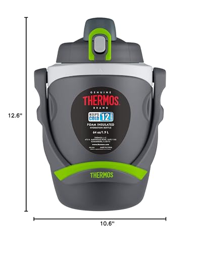 Thermos 64 Ounce Foam Insulated Hydration Bottle, Charcoal