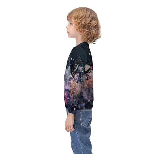 Purple Glittery SparklesChildren's Casual Pullover Sweatshirt Loose Fit7-9Y3