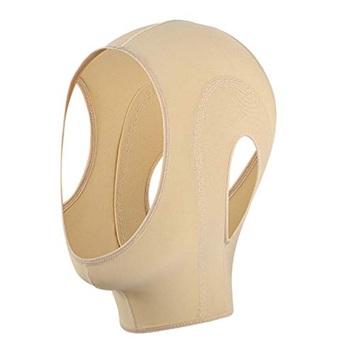 无 chin strap, Facial Cheek V Shape Lift Up,Post Surgical Chin Strap Bandage for Women - Neck and Chin Compression Garment Wrap - Face Slimmer, Jowl Tightening, Chin Lifting(Beige)