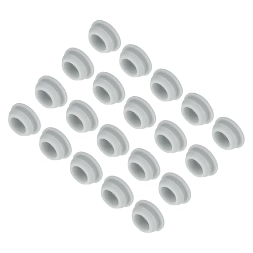 Image of MECCANIXITY 20pcs Silicone Snap in Locking Hole Plugs,12mm /0.5 Inch Mounting Diameter Narrow Groove Width 2mm Panel Seal Cover Round for Kitchen Bulkheads Waterproof Sealing Plugs Grey