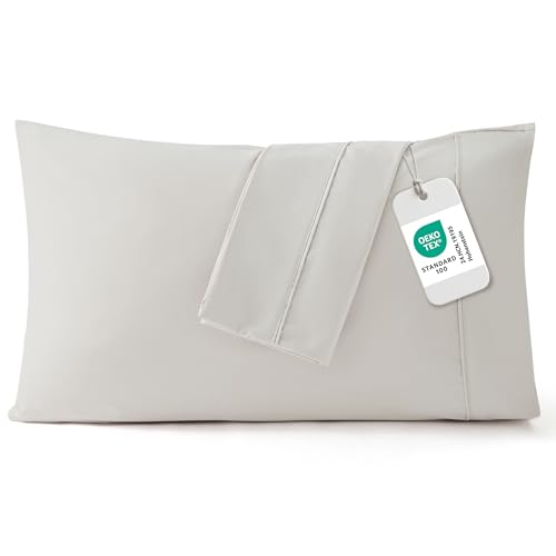 Bedsure Queen Pillow Cases Set of 2 - Brushed Microfiber Pillowcase 2 Pack, Super Soft Pillowcase, Pillow Case Covers with Envelope Closure, Wrinkle, Fade and Stain Resistant, Linen, 20x30 Inches