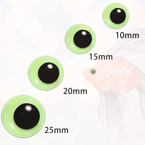 upins 300pcs wiggle googly eyes self adhesive glowing in dark luminous googly eyes craft sticker sparkle colored googly eyes for halloween diy decoration 10 15 20 25 mm
