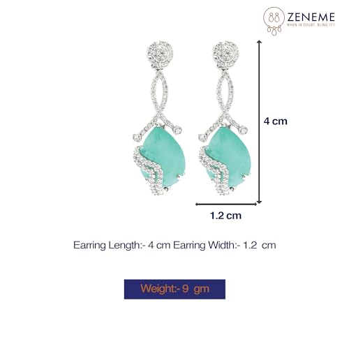Diamond Drop Earrings, Rhodium-Plated