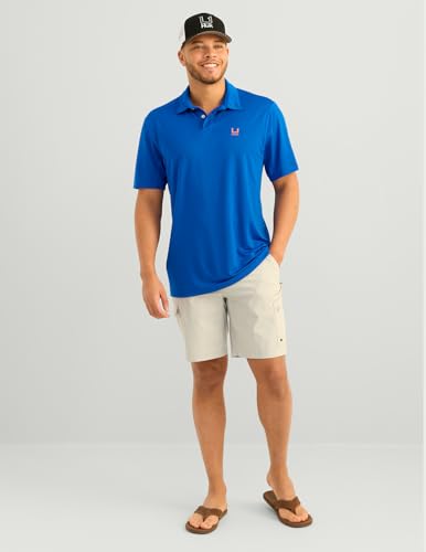 HUK Mens Icon Polo Fishing Shirt with +50 UPF Sun Protection, Ocean Blue, 3X-Large2