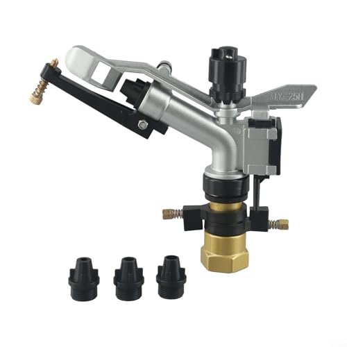 Aspersor de riego agrícola, cabezal de aspersor agrícola con cuerpo de aluminio, fácil de usar para aspersores de riego ajustables de 360 grados para granjas agrícolas con kit completo de boquillas