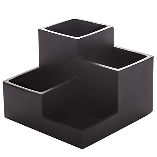 BINO | Multi Purpose 4 Compartment Organizer – Make up Organizer for Vanity – Makeup Holders for Bathroom – Toiletry Countertop – Toothbrush and Bathroom Accessories Holder – Matte Black