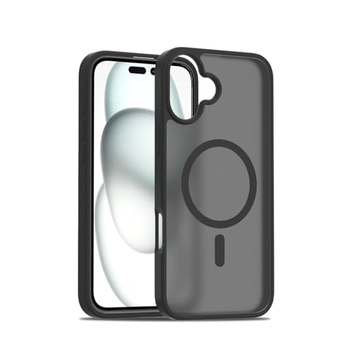 Image of Glassology Silicon Case for iPhone 16 Plus Frosted Magnetic Case - Matte Translucent TPU+PC Shockproof & Anti-Scratch Phone Cover with N52 Magnet Black