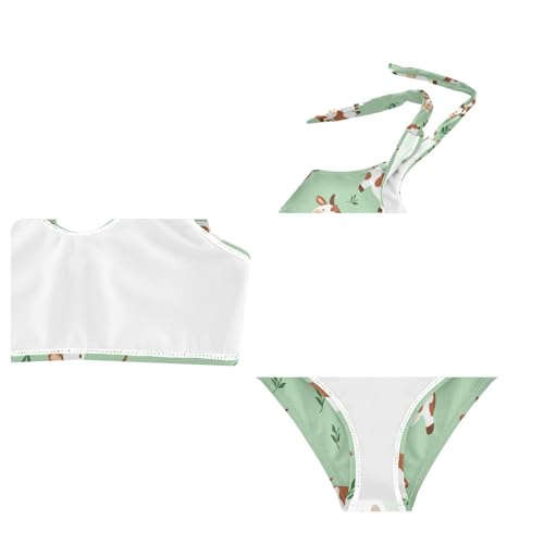 Wusikd Cartoon Cow Grass Girls Swimsuits Two Piece Cute Swimwear Bikini Set for for Girls Size 3T4