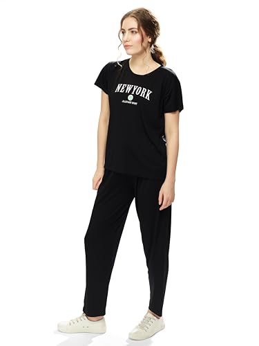Image of WEET Printed Round Neck Half sleeves Co-ord set Tracksuit For Women