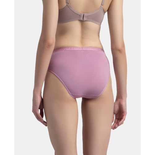 Image of Jockey 3006 Women High Coverage Super Combed Cotton Elastane Stretch Mid Waist Hipster with Exposed Waistband (Pack of 3, Colors & Prints May Vary)