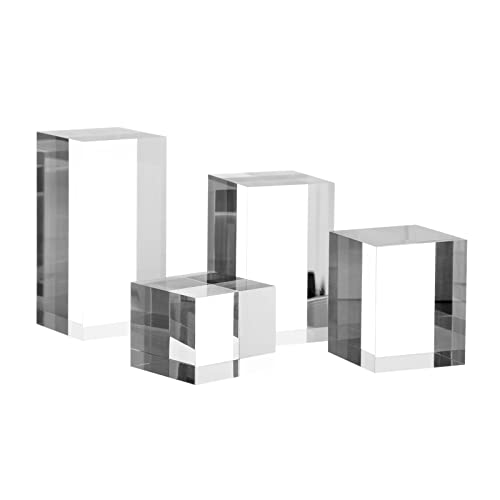 KCGANI Clear Polished Acrylic Cube Cylinder Round Photo Props, Transparent Solid Acrylic Display...