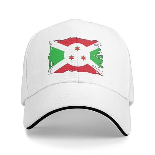 Baseball Casquette Drapeau Burundais Vintage Déchiré Et Abîmé Vintage Sun Protection Casquettes Casual Visiere pour Hip Hop Soirées Voyage