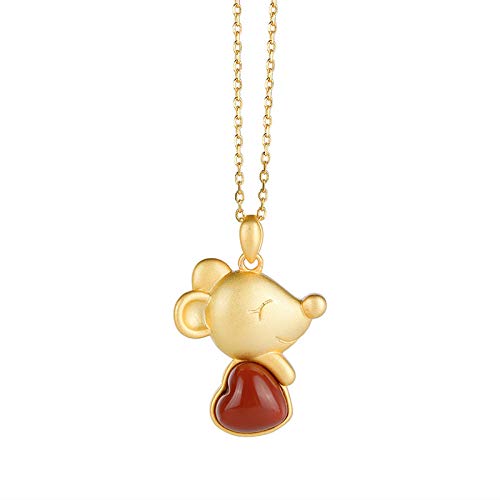 Collier en argent 925 plaqué or et agate rouge, un bijou rétro d'exception