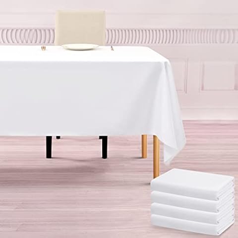 4 Packungen weiße Polyester-Tischdecke für 6 Ft Rechtecktische Cover