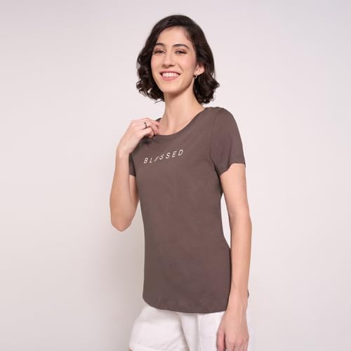 Image of Honey Women's 100% Cotton T-Shirt | Regular Fit | Round Neck | Half Sleeve