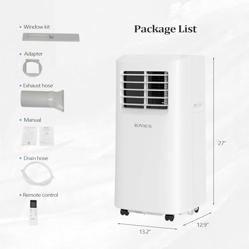 Image of ROVSUN WiFi Enabled Smart 8000 BTU Portable Air Conditioner with Remote & APP Control, 3-in-1 Cooler, Dehumidifier & Fan, Powerful Room Mobile AC Unit with Rolling Wheels & Easy Installation Kit