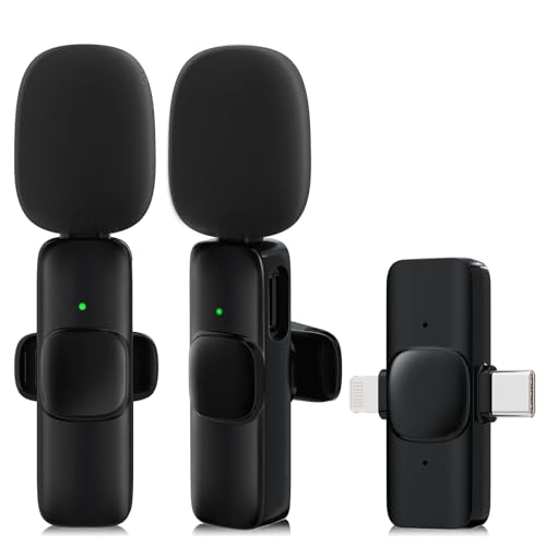 Image of JUDKIOM 2 Pack Wireless Lavalier Microphone for iPhone,Android, USB C, Clip-on Mics, Bluetooth Lapel Mic for Video Recording Interview Vlog YouTube TikTok
