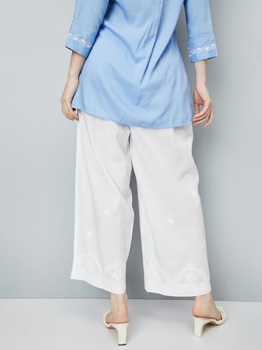 Image of Max Women Relaxed Mid Rise Chikankari Embroidered Palazzos