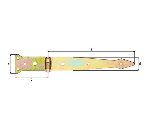 Alberts 845537 - Gancio da lancio, con perno rivettato, zincato galvanizzato, passivato con strato spesso, nastro 252 x 35 mm, cerniera 77 x 48 mm, set da 10 pezzi