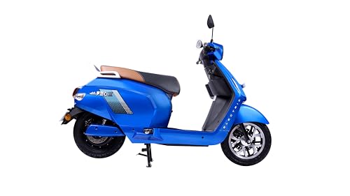 Image of eblu India's 1st Family e Scooter - Feo X - Typical Driving Range 110km per Charge - Top Speed 60 kmph, Xtra - Space | Comfort | Safety |Stability (Pantone Blue)