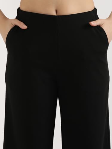 Image of SAADAA Palazzo Pants for Women Half-Elasticated Waistband | Palazzo for Women in Airy Linen Fabric | Regular Fit Mid Rise Waist & Deep Pockets | Versatile Formal & Casual Wear |
