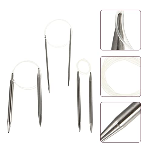 VICASKY 6 Peças Agulha De Suéter De Aço Inoxidável Agulhas De Crochê Circulares Agulhas De Tricô Pon