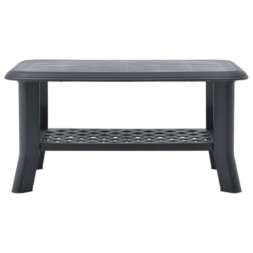 Table basse de jardin en plastique anthracite 90x60cm pour meuble de terrasse et extérieur