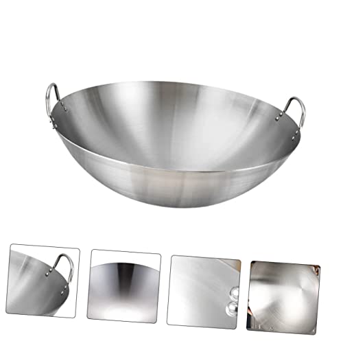 Wok acero inoxidable con doble mango y fondo redondo miniatura 4