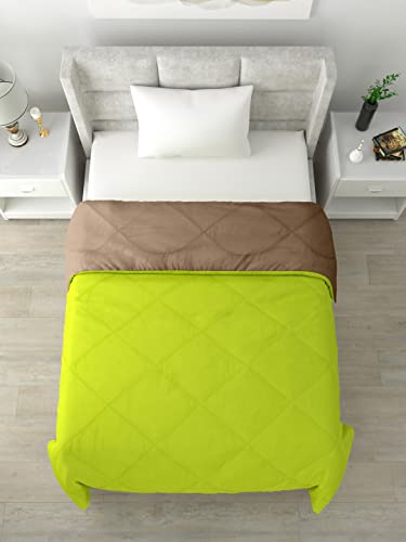 Image of Clasiko Reversible Single Bed Comforter; 60x90 Inches; 200GSM; Taupe & Green