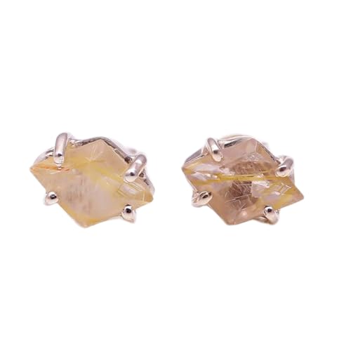 Boucles d'oreilles en rutile doré et argent 925 style minimaliste marquise pour femme