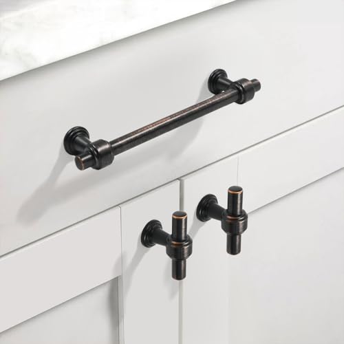 Image of 10 Pack 3.75 inch(96mm) Oil Rubbed Bronze Cabinet Pulls Kitchen Cabinet Handles Cabinet Hardware Drawer Pulls for Cupboard CK0081