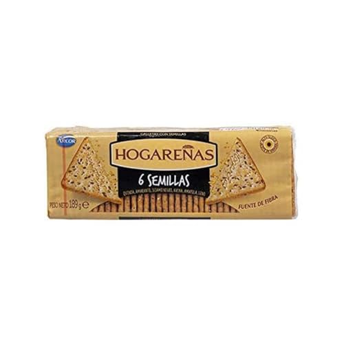Hogareñas Crackers con cereales sabor 6 semillas 189g, 1 unidad (Paquete de 6)