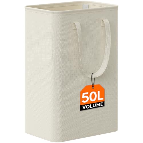 Lifewit Small Narrow Hamper with Handle,50L White