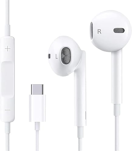 USB C Headphones,TYPE C Earphones Wired HiFi Stereo Noise reduction,USB C Headphones with mic Type C in ear Mic&Volume Control Earbuds for iphone 15 headphones,iPhone 15 Pro,Galaxy S23 A54 P40,Mate 40