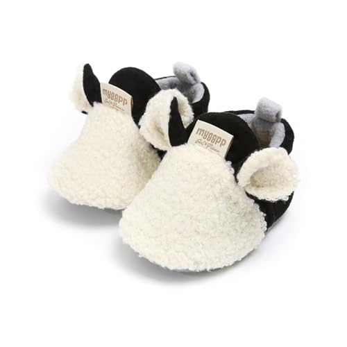 Image of AKINGIO Baby Boys Girls Cotton Booties Non Skid Soft Sock Boots Infant Slippers Newborn First Walker Crib Shoes