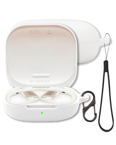 Shokz OpenFit Pro�C���z���p�P�[�X�AFJIASTB �\�t�g�V���R���ی�J�o�[ �J���r�i�ƃX�g���b�v�t���A�ϏՌ�(�z���C�g)