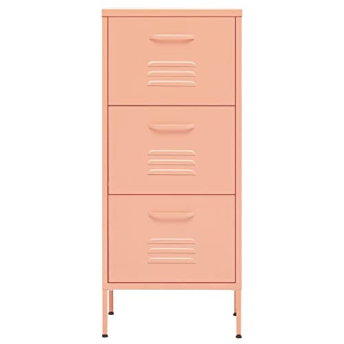 Free-Standing Storage Cabinets, Vertical Filing Cabinet With Drawers, For Bedroom Kids Locker For School, Home, Office, Storage Cabinet Pink 16.7"X13.8"X40" Steel #TOP2