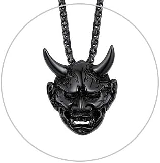 Richsteel Skeleton Skull/Devil/Hannya Pendant Necklace for Men Women, 316L Stainless Steel, Halloween Cool Necklace, Resizable Chain