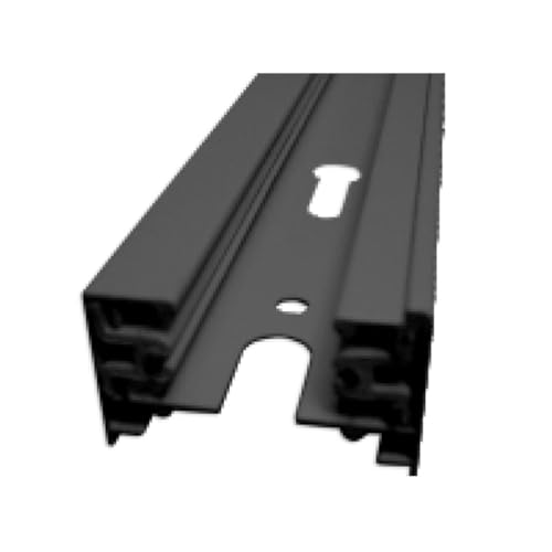 Carril de dos vías negro de 1m, ideal para guiar y sostener sistemas de desplazamiento en instalaciones diversas.